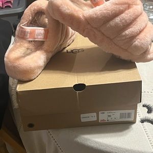 Ugg fluff yeah pink slides. Size 11.